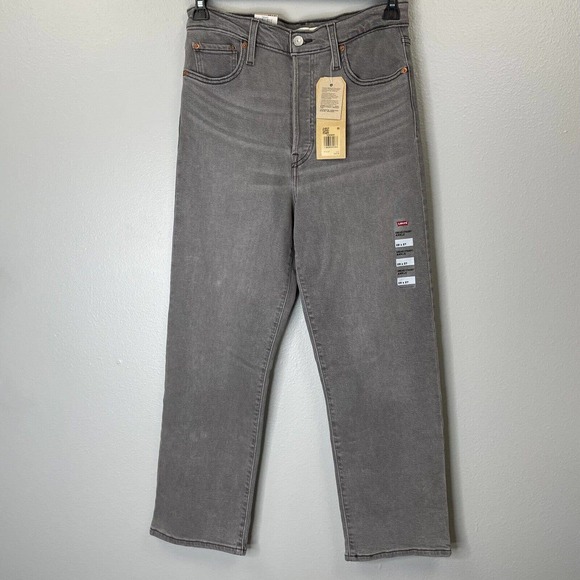 Levi's Denim - Levi's Ribcage Straight Ankle Womens 29x27 Light Wash Gray Denim High Rise New